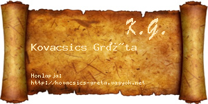 Kovacsics Gréta névjegykártya